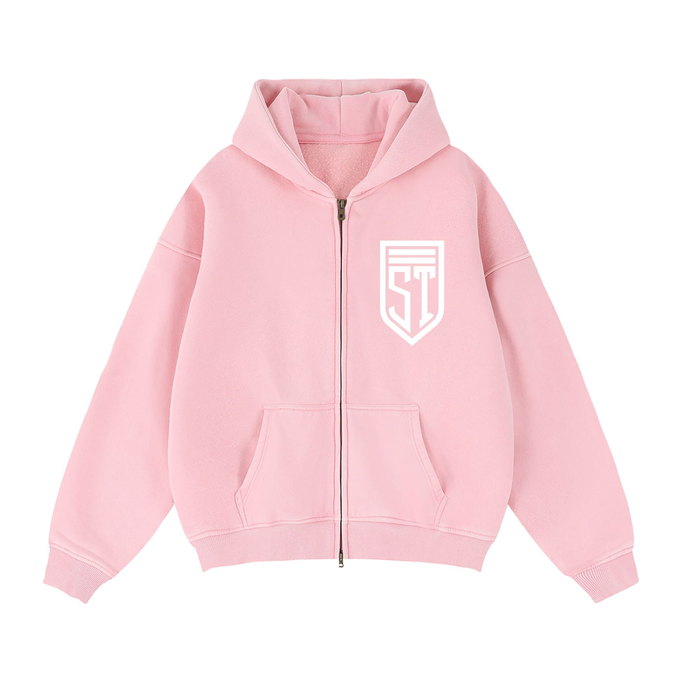 Zip-Through Boxy Fleece Hoodie