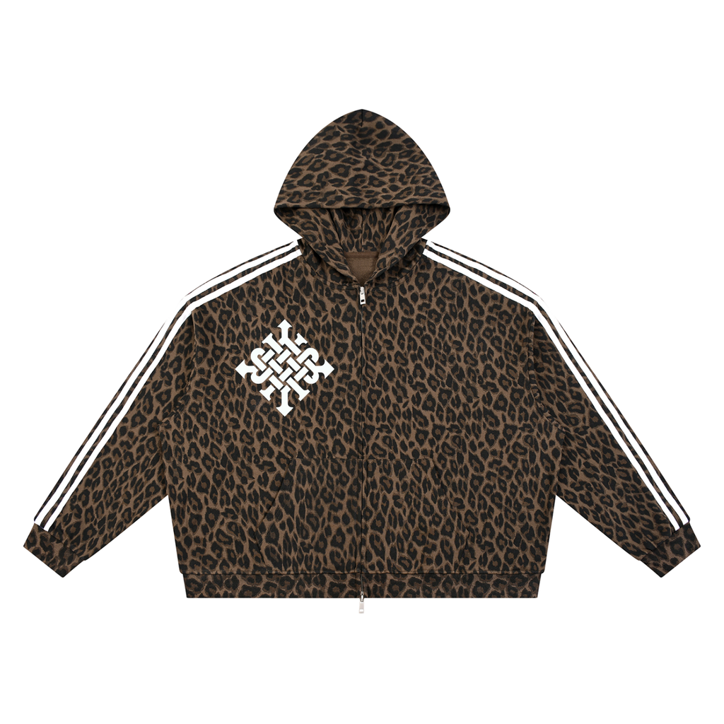 Unisex Leopard Full Zip Hoodie