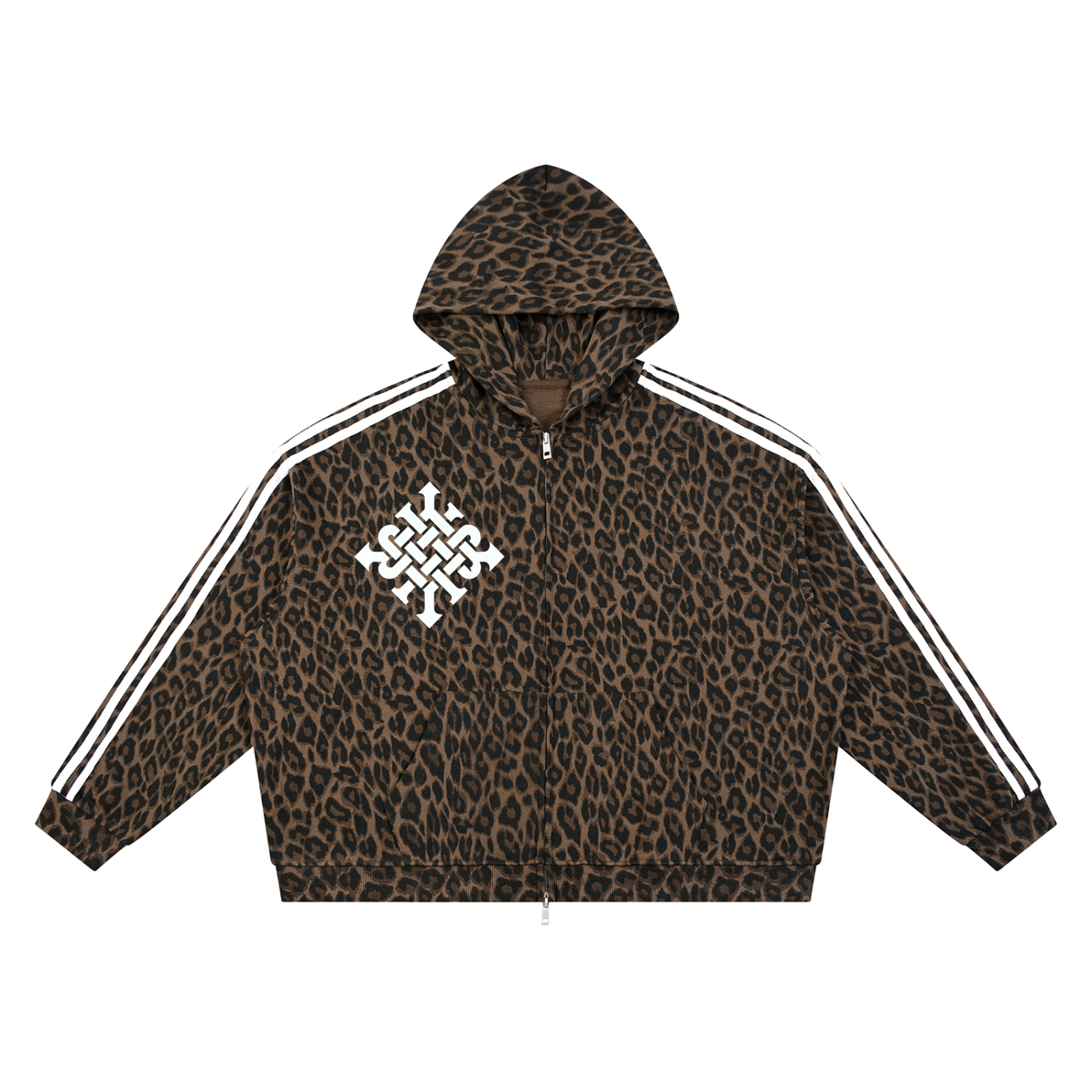 Unisex Leopard Full Zip Hoodie
