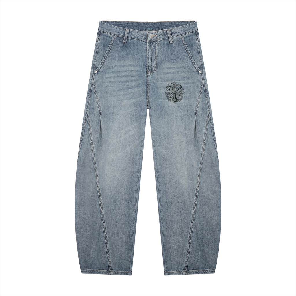 Men's Vintage Wash Barrel Leg Jeans
