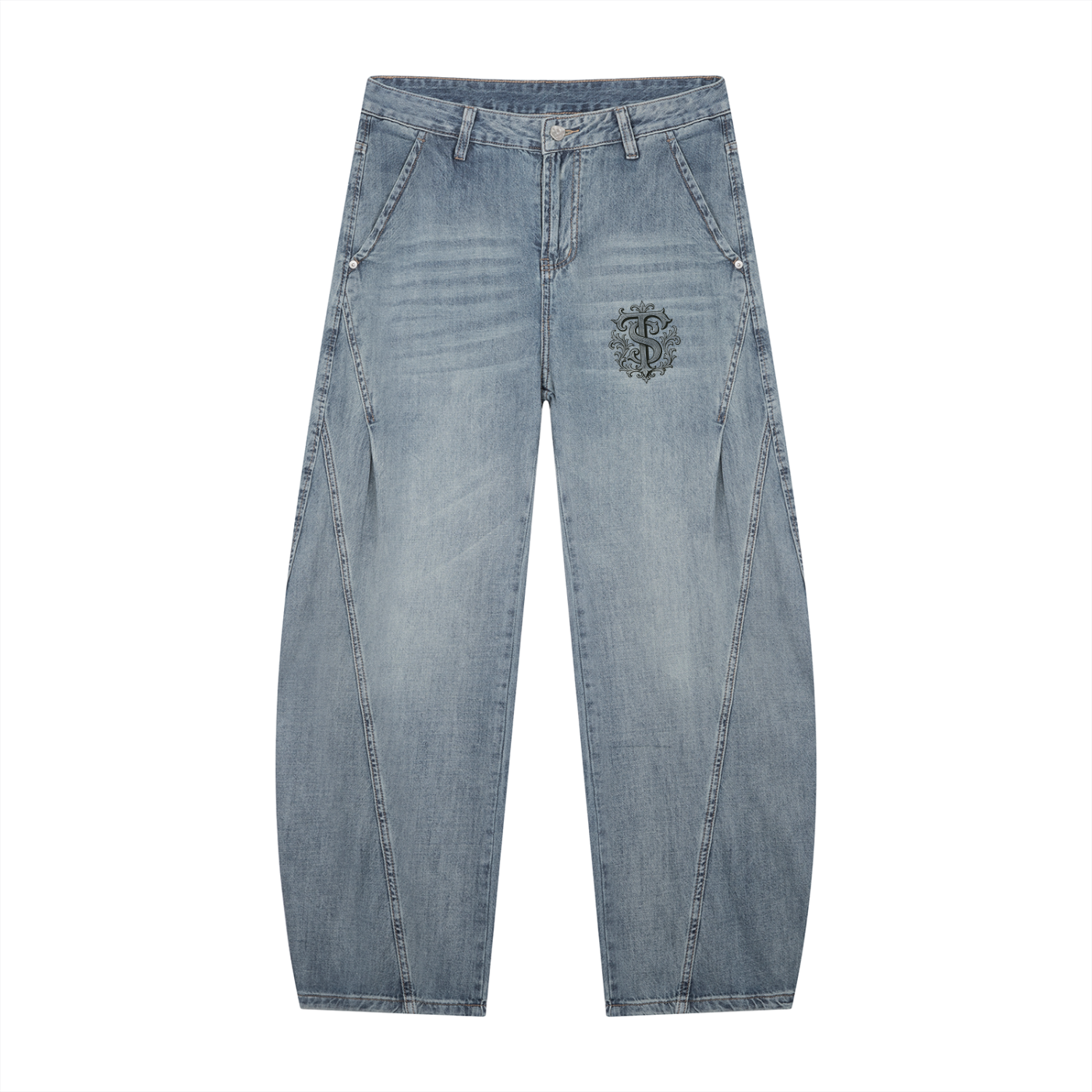 Men's Vintage Wash Barrel Leg Jeans