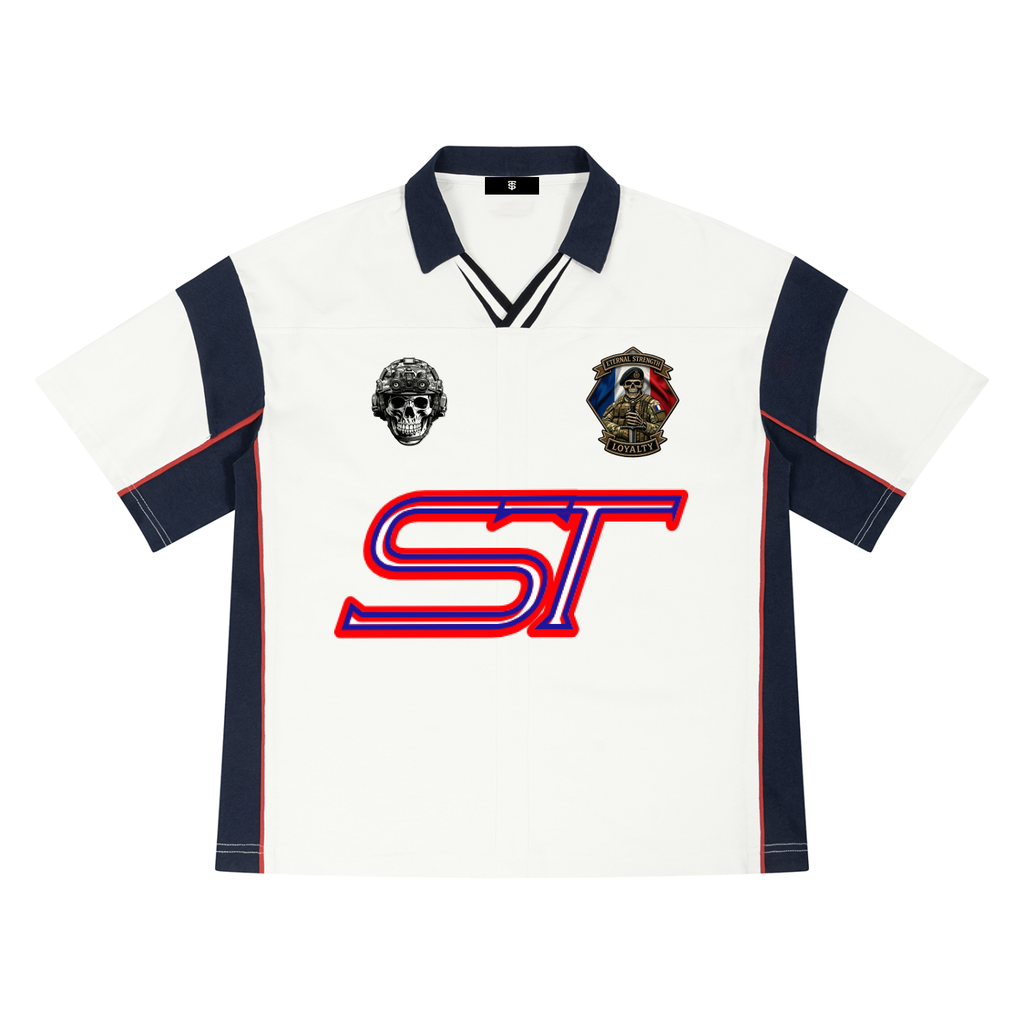 Unisex Boxy Color Block Polo Shirt