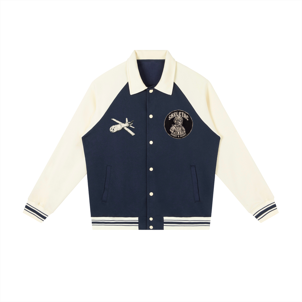 Contrast Raglan Sleeve Baseball Jacket