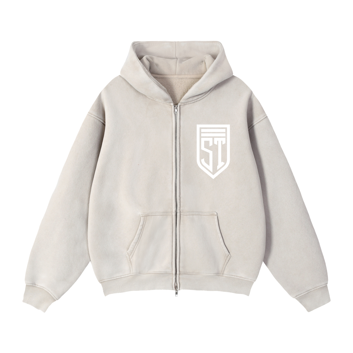 Zip-Through Boxy Fleece Hoodie