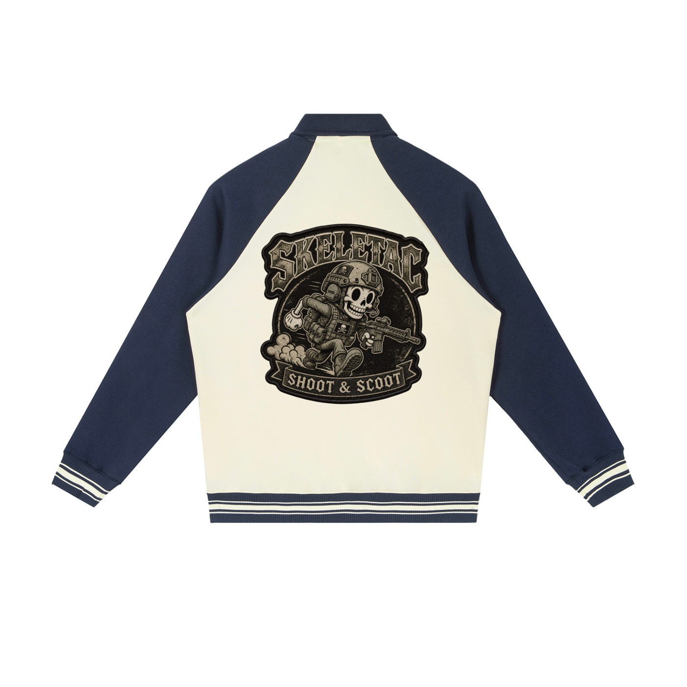 Contrast Raglan Sleeve Baseball Jacket
