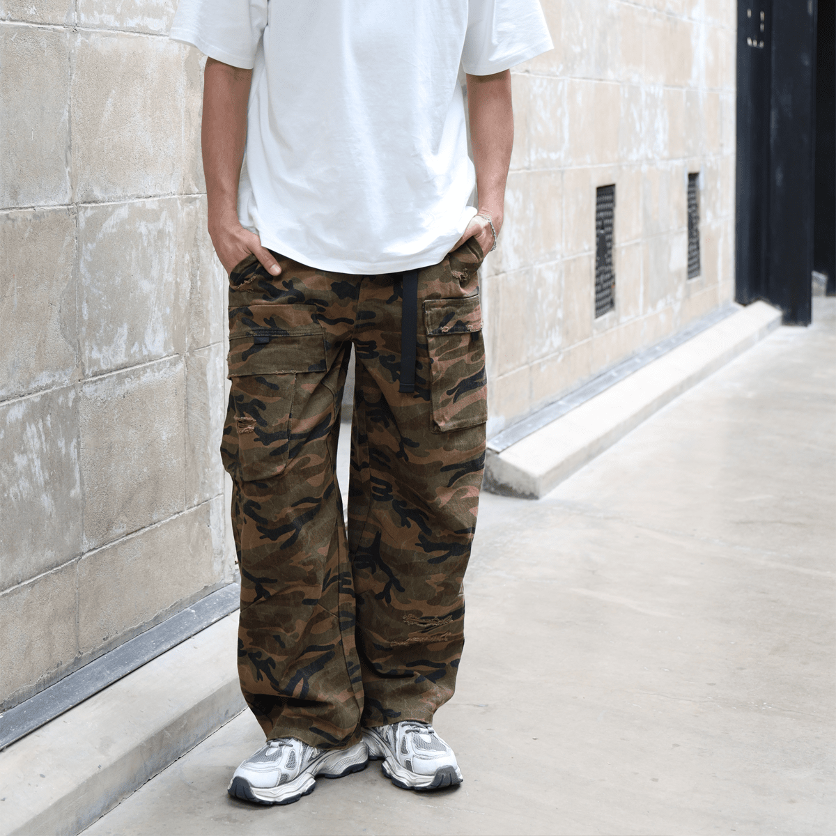 Unisex Camouflage Loose Wide-leg Jeans