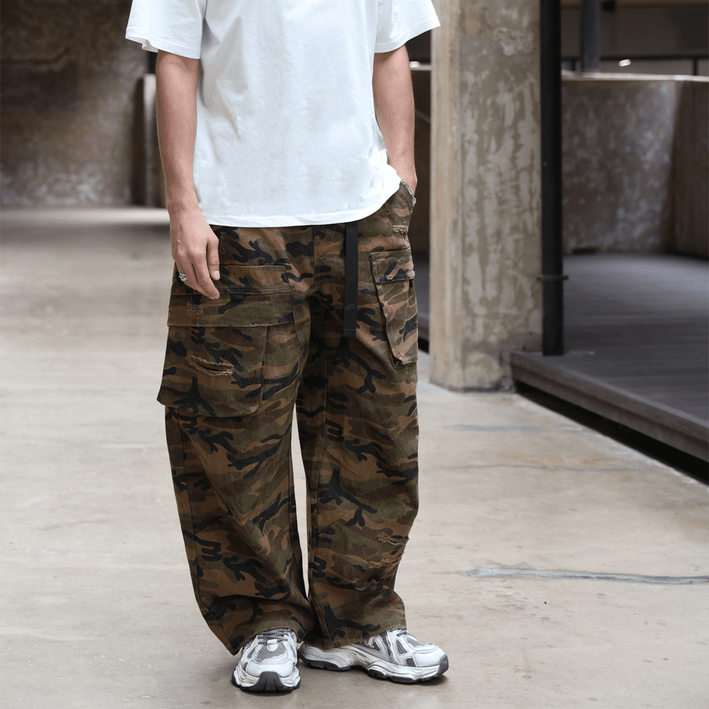 Unisex Camouflage Loose Wide-leg Jeans