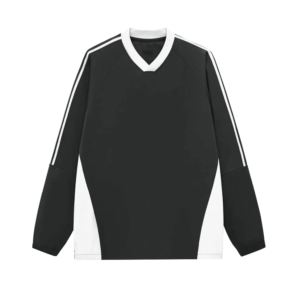 Colorblock V-neck Long Sleeve Shirt（285GSM）