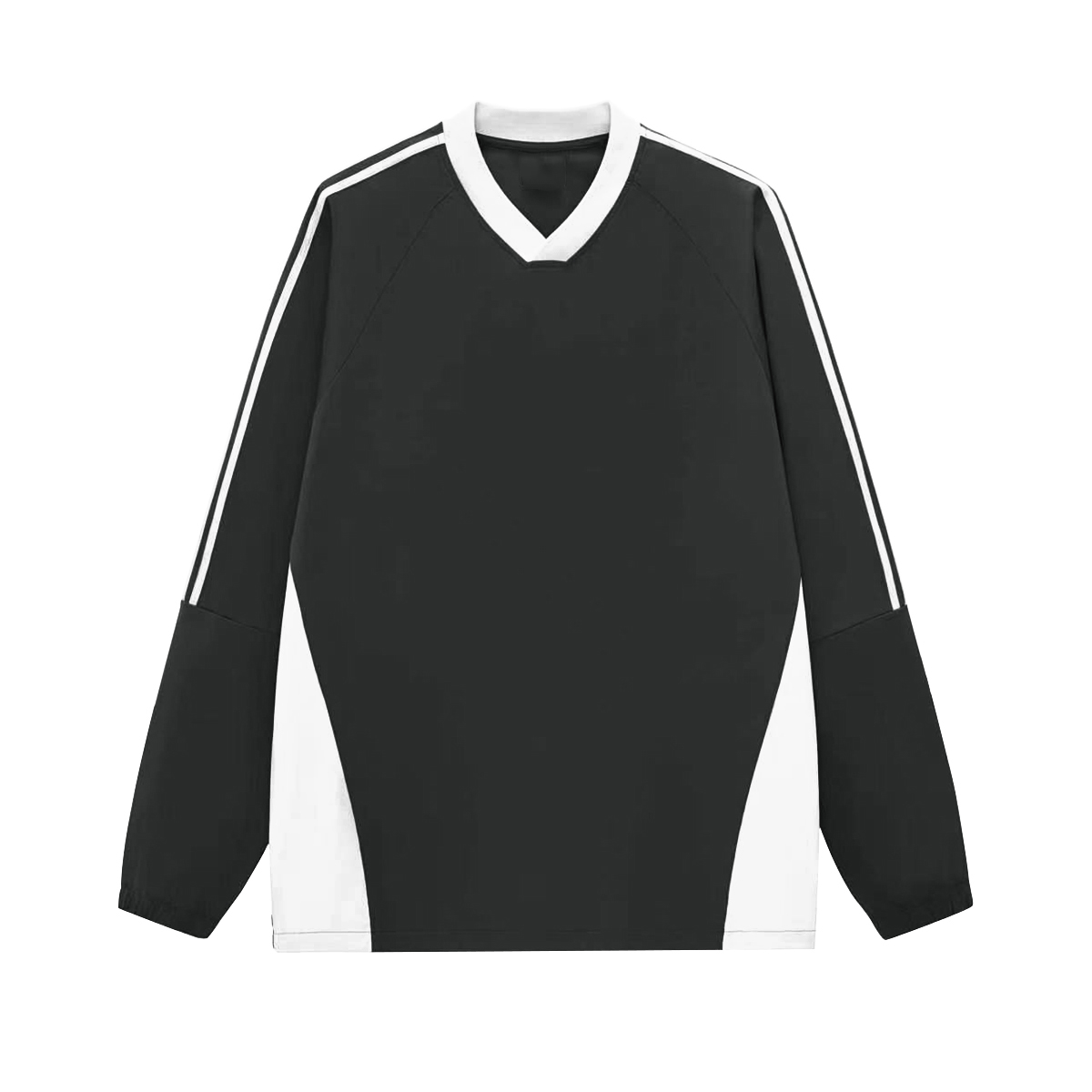 Colorblock V-neck Long Sleeve Shirt（285GSM）