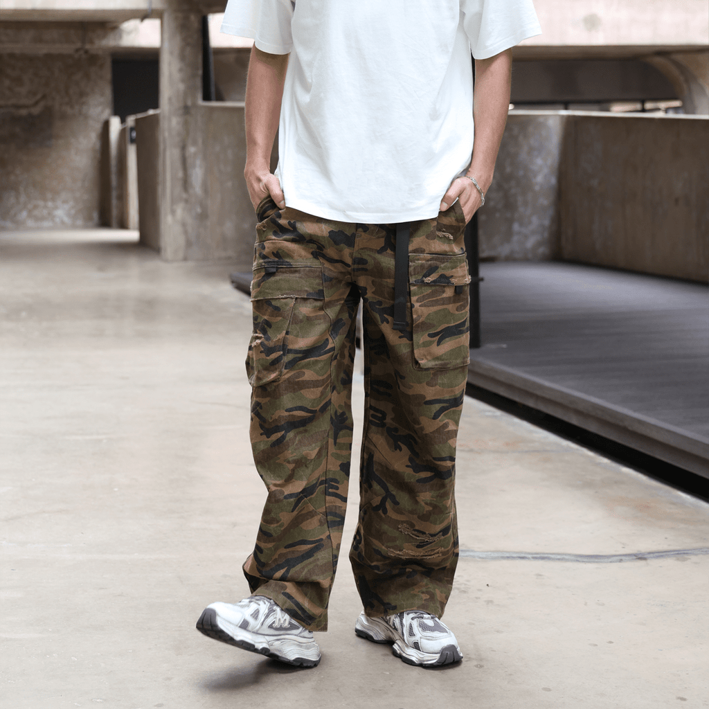 Unisex Camouflage Loose Wide-leg Jeans