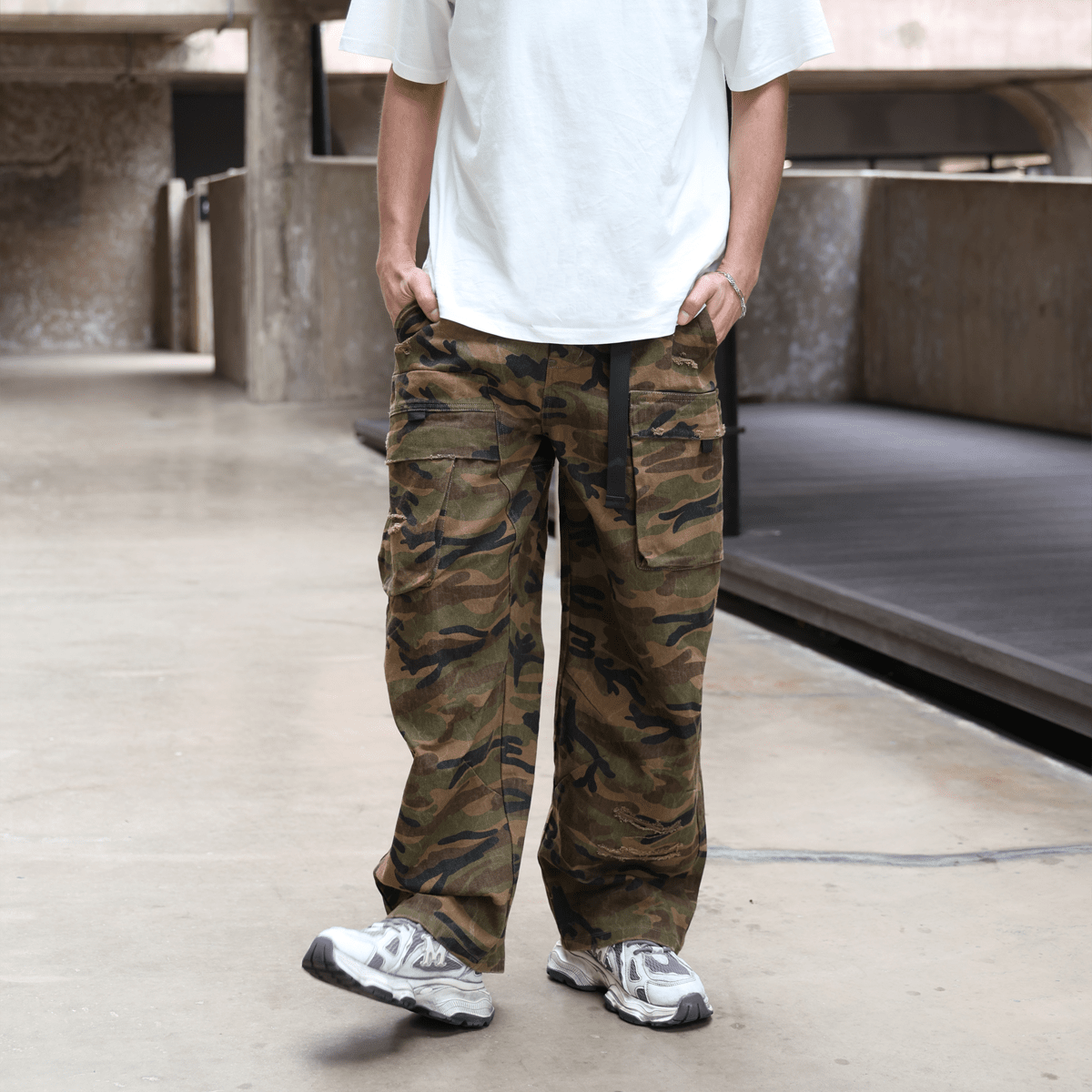 Unisex Camouflage Loose Wide-leg Jeans