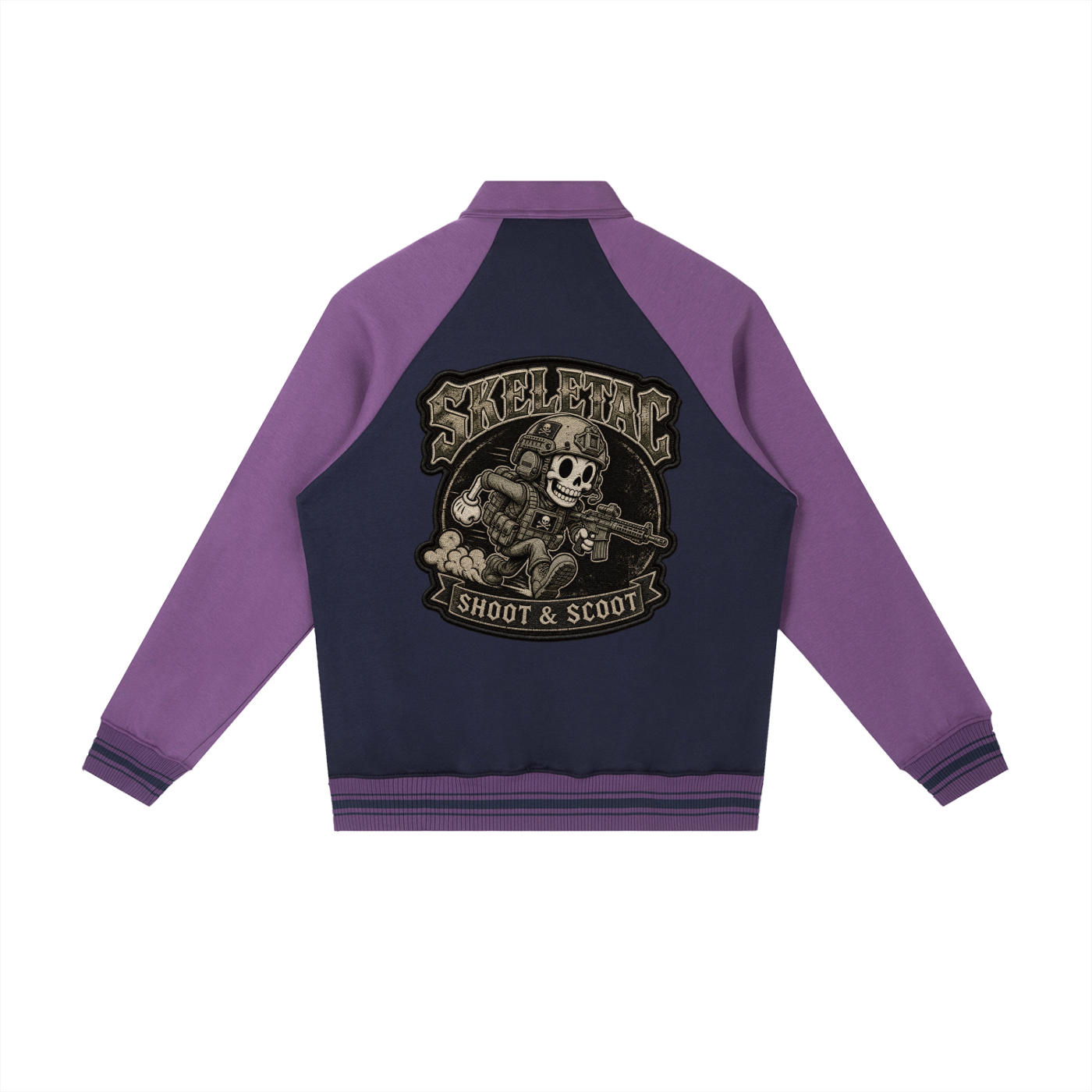 Contrast Raglan Sleeve Baseball Jacket