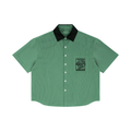 Unisex Striped Boxy Contrast Collar Shirt