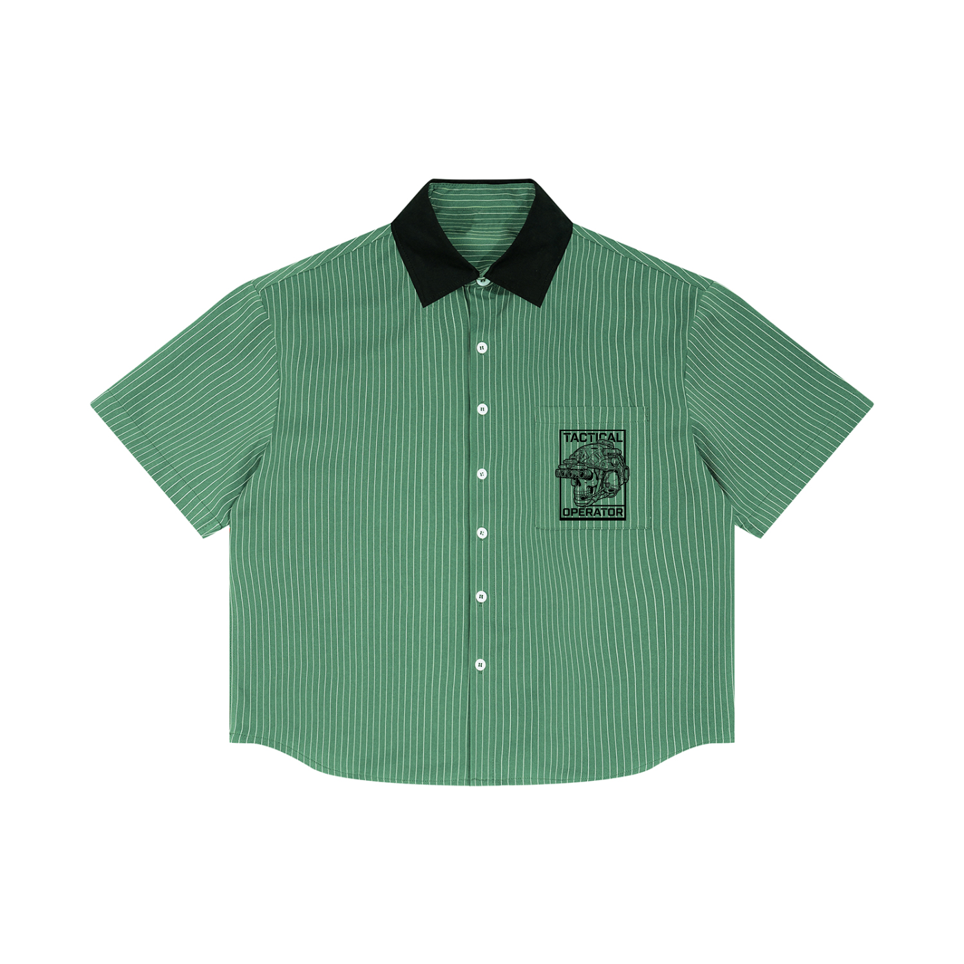 Unisex Striped Boxy Contrast Collar Shirt