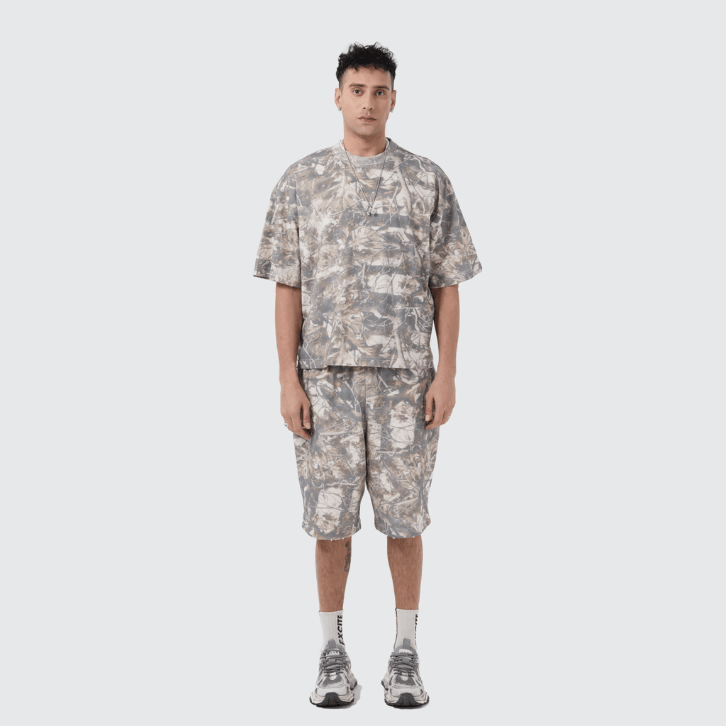 Unisex Heavyweight Cropped Camouflage Tree Print T-Shirt (250GSM)