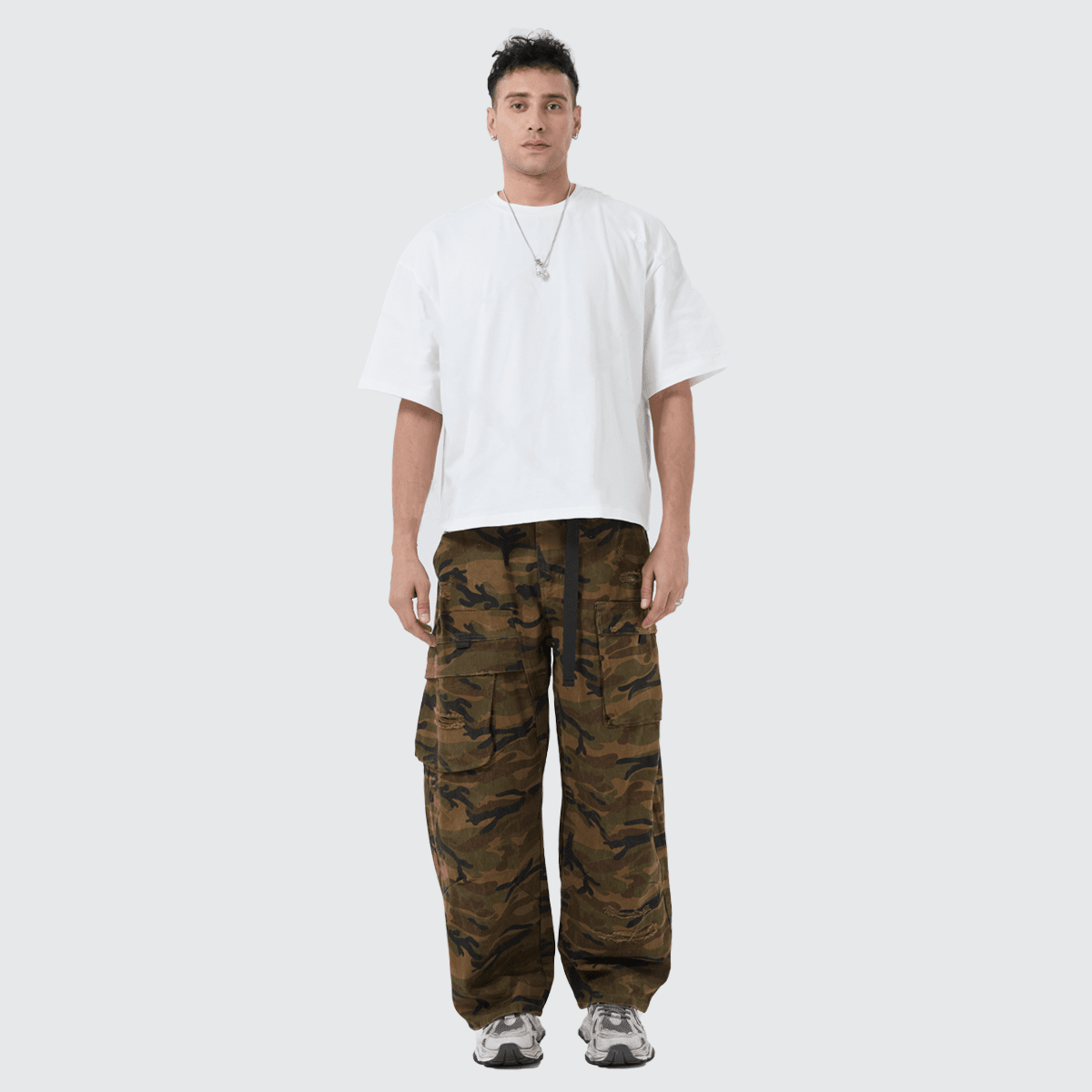 Unisex Camouflage Loose Wide-leg Jeans