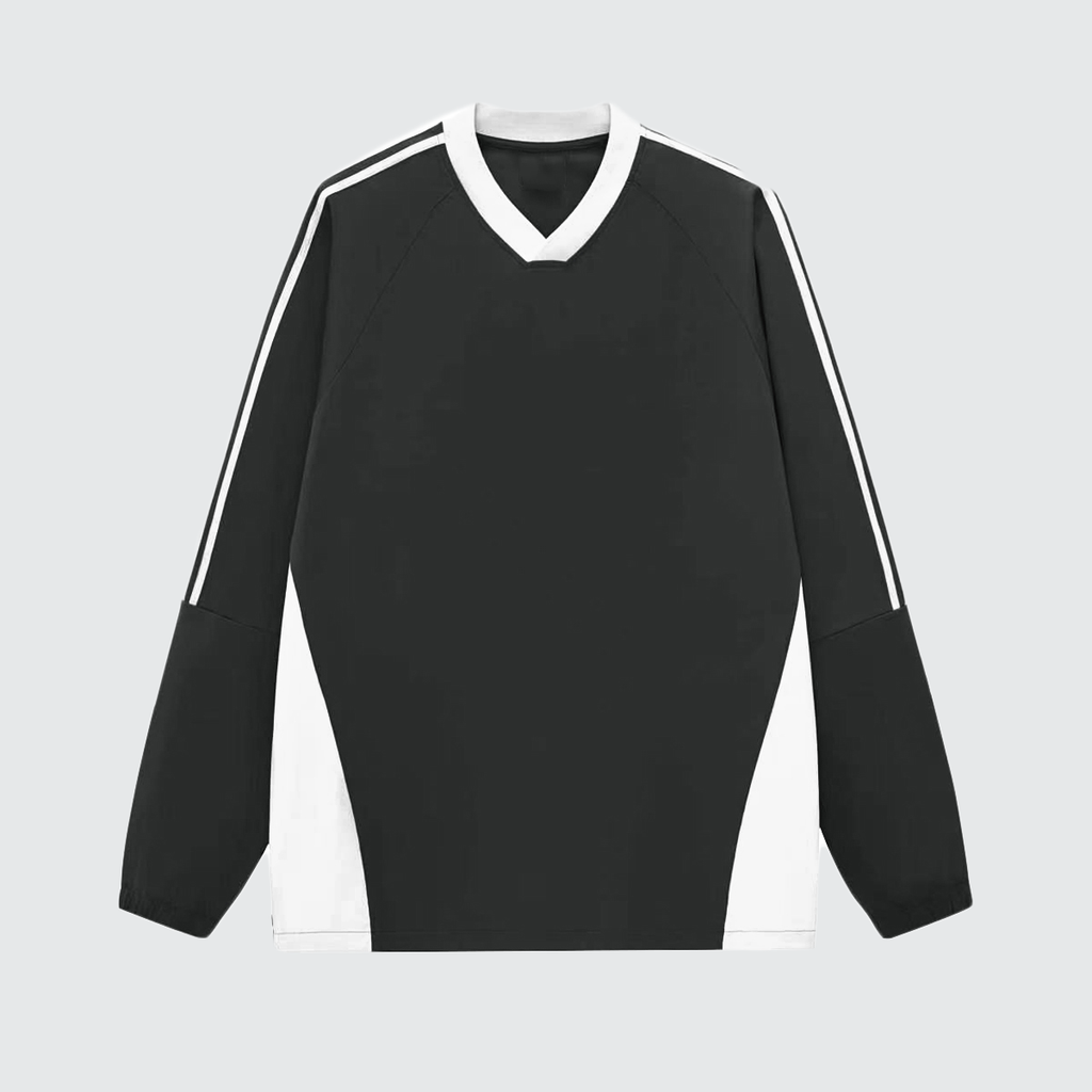 Colorblock V-neck Long Sleeve Shirt（285GSM）
