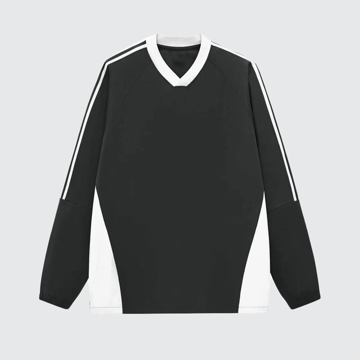 Colorblock V-neck Long Sleeve Shirt（285GSM）