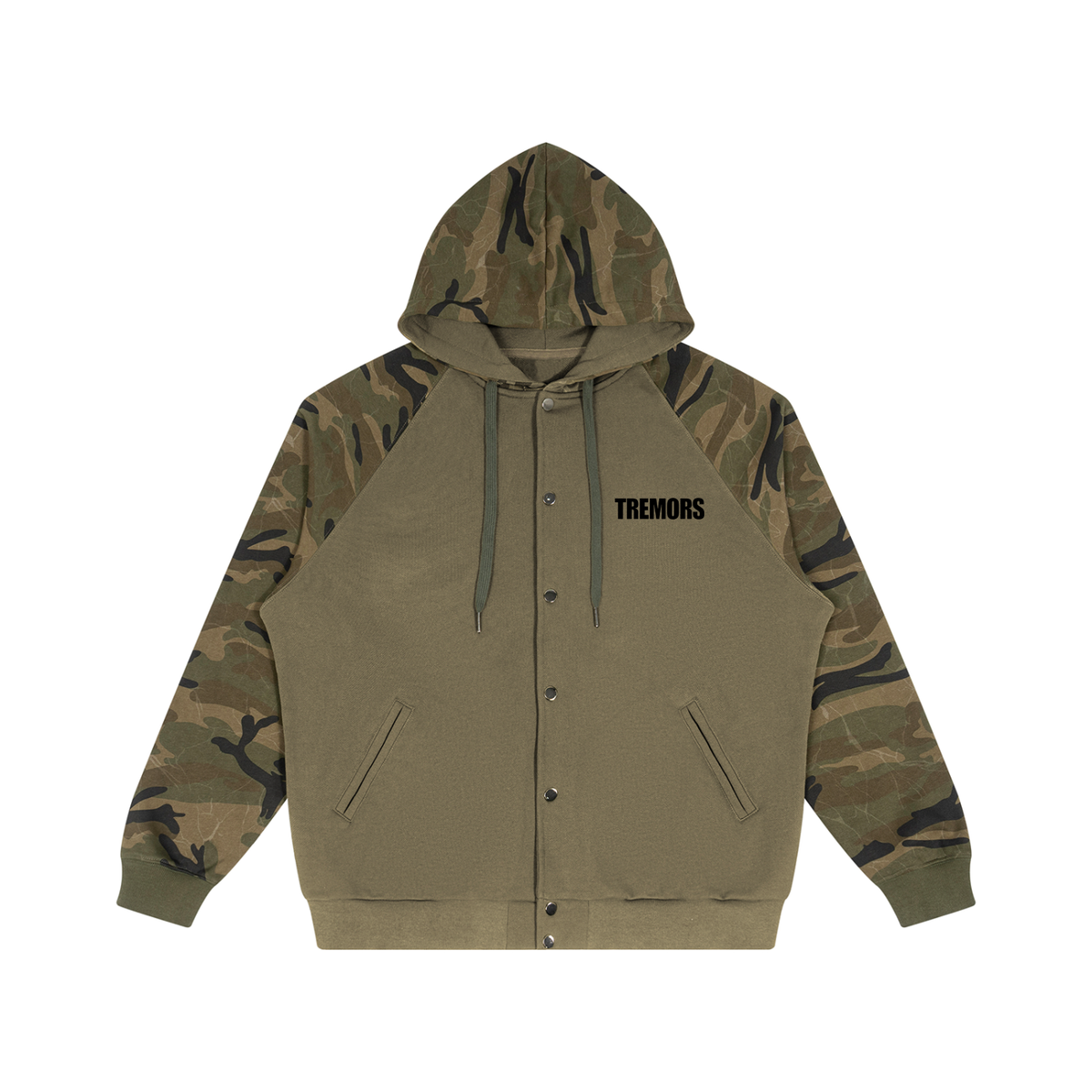 Unisex Camo-Splice Raglan Zip Hoodie