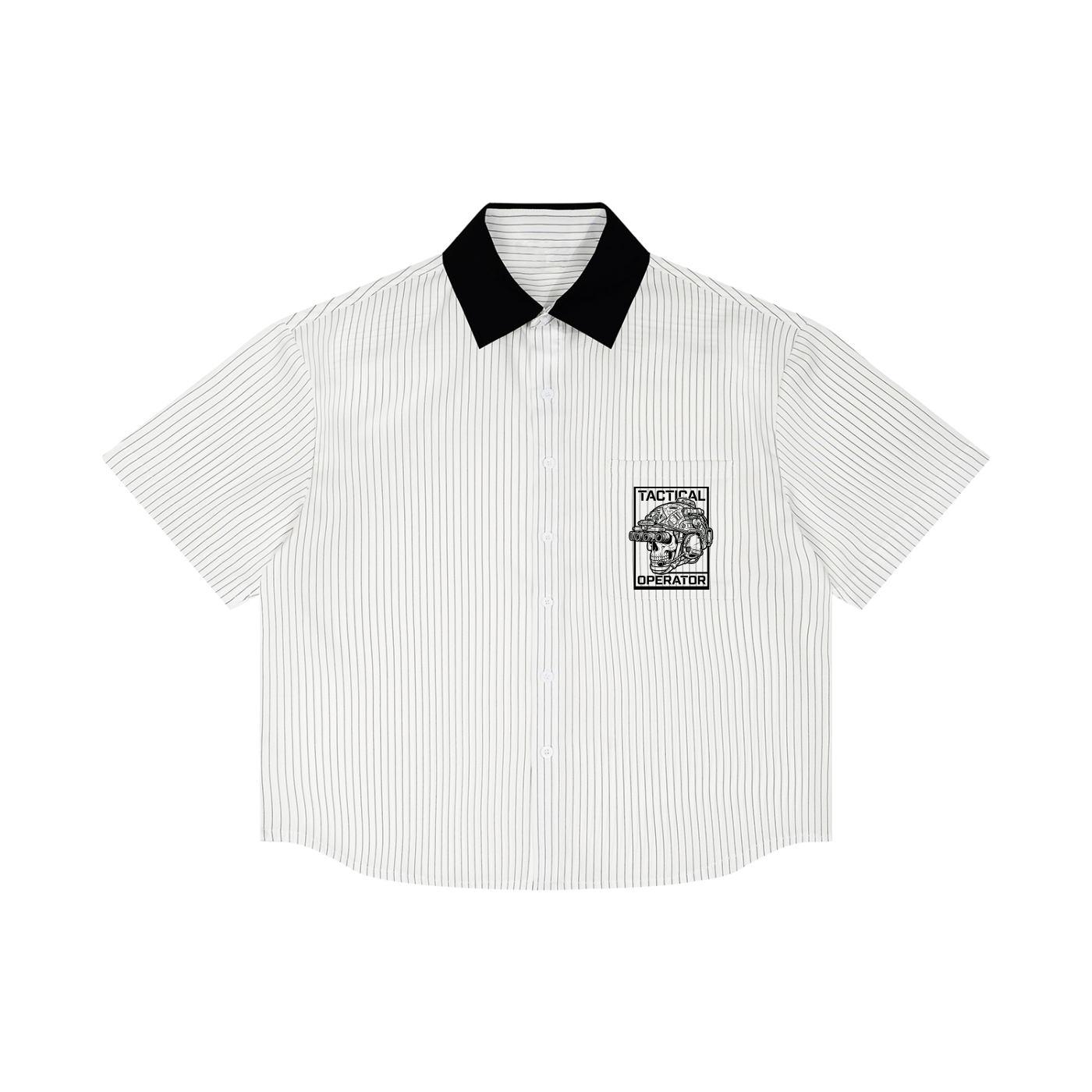 Unisex Striped Boxy Contrast Collar Shirt