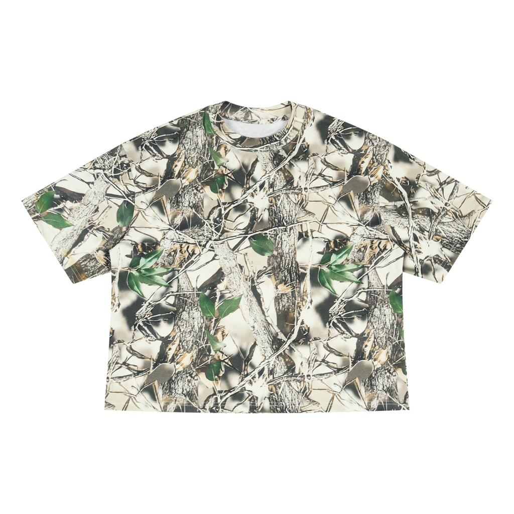 Lower Back Skeletac Logo Unisex Tree Camo Boxy T-Shirt
