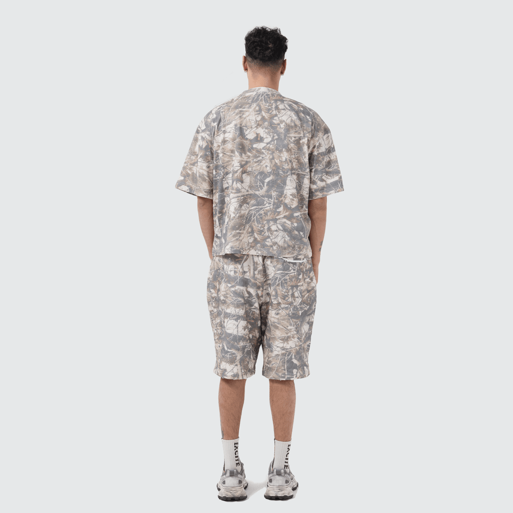 Unisex Heavyweight Cropped Camouflage Tree Print T-Shirt (250GSM)