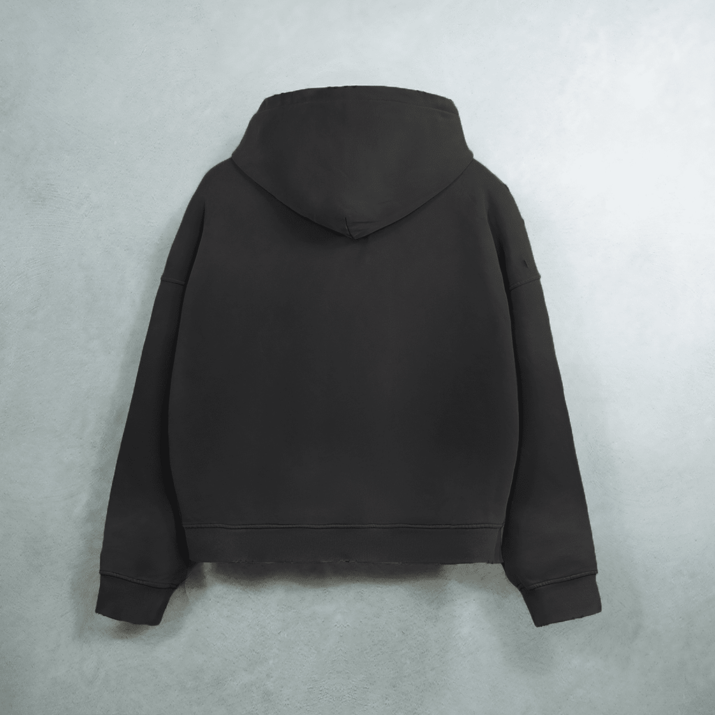 Unisex Heavyweight Washed Distressed Dystopian Streetwear Zip-Up Hoodie(420GSM)