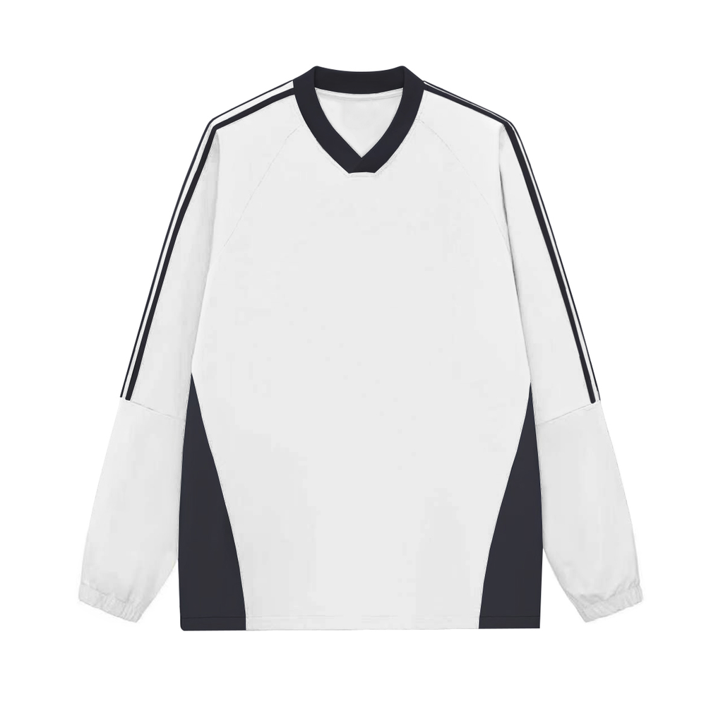 Colorblock V-neck Long Sleeve Shirt（285GSM）
