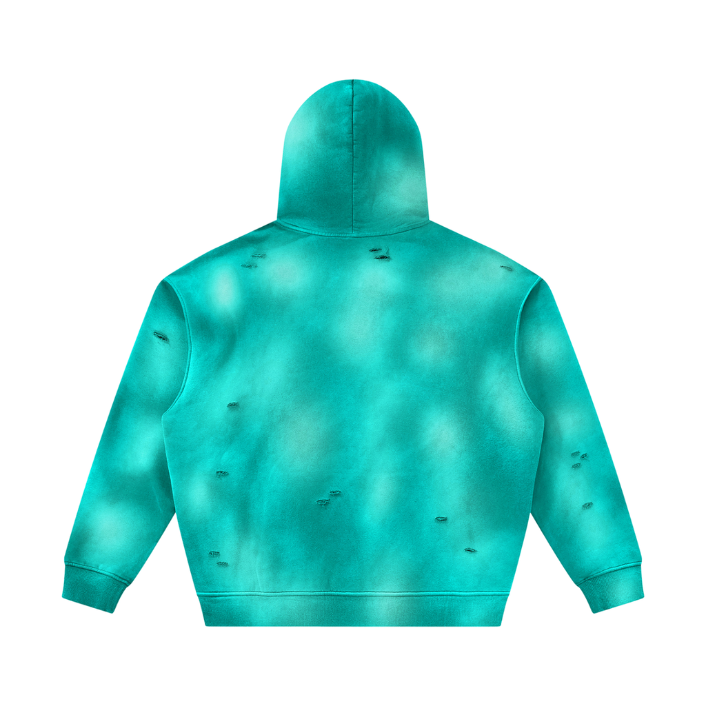 Unisex Sunfade Frayed Fleece Hoodie