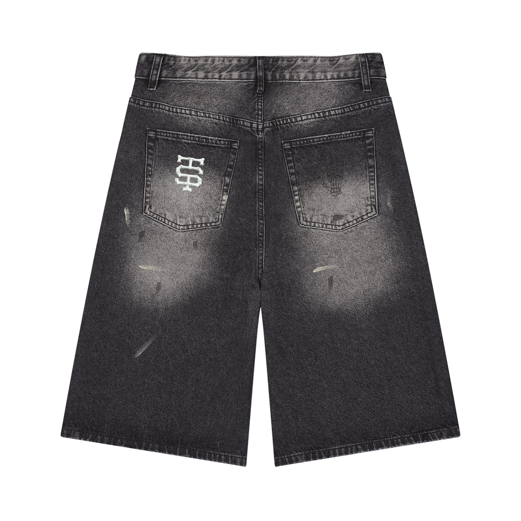 Men’s Vintage Wash Wide Leg Denim Shorts