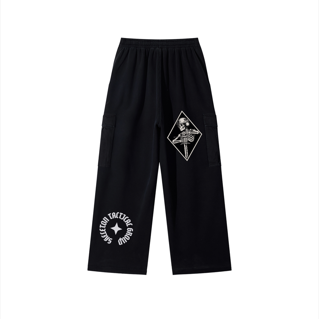 Unisex Sunfade Washed Wide Leg Cargo Pants
