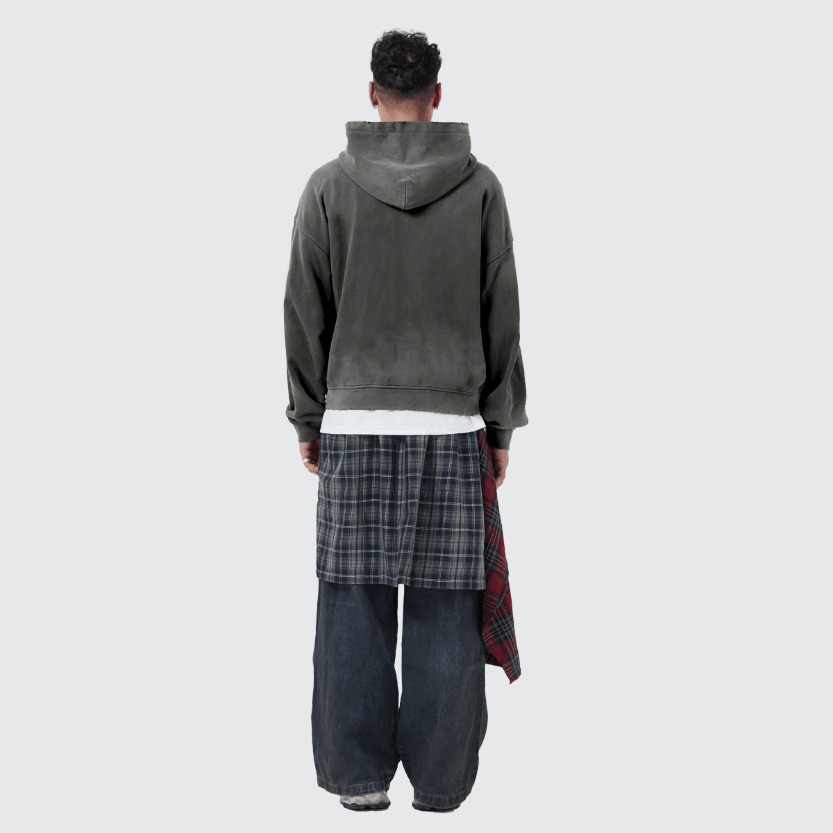 Unisex Heavyweight Washed Distressed Dystopian Streetwear Zip-Up Hoodie(420GSM)