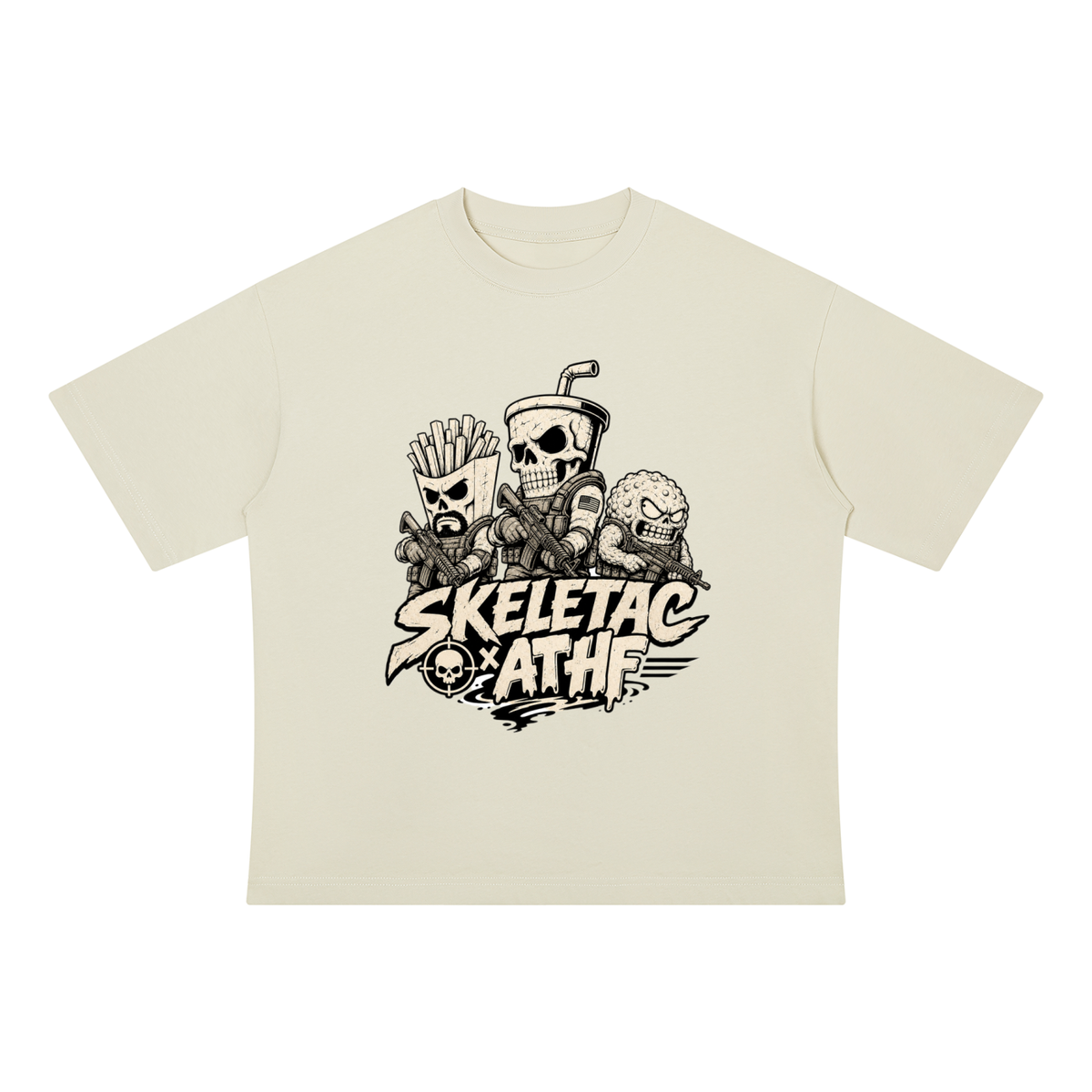 SkeletacX ATHF colabo - Unisex Drop Shoulder Cotton T-Shirt