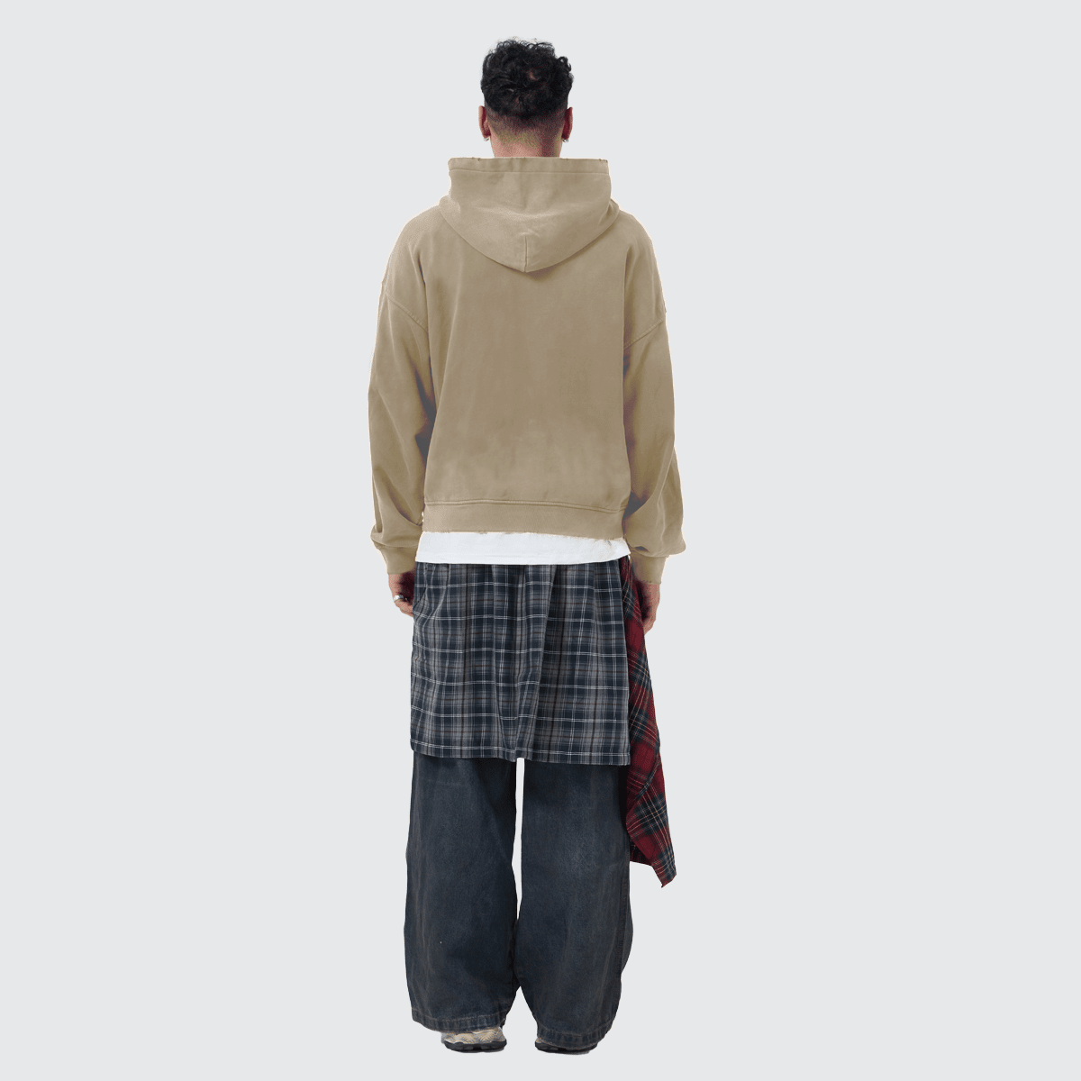 Unisex Heavyweight Washed Distressed Dystopian Streetwear Zip-Up Hoodie(420GSM)