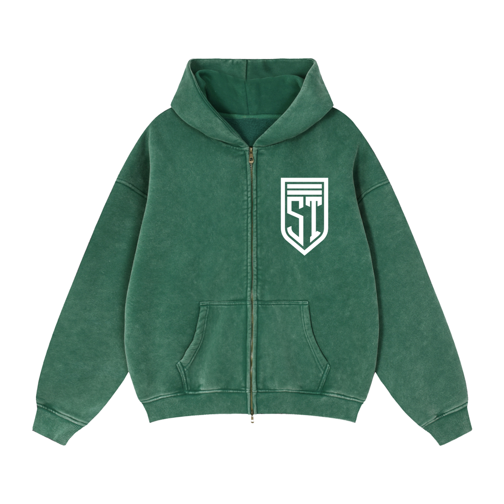 Zip-Through Boxy Fleece Hoodie