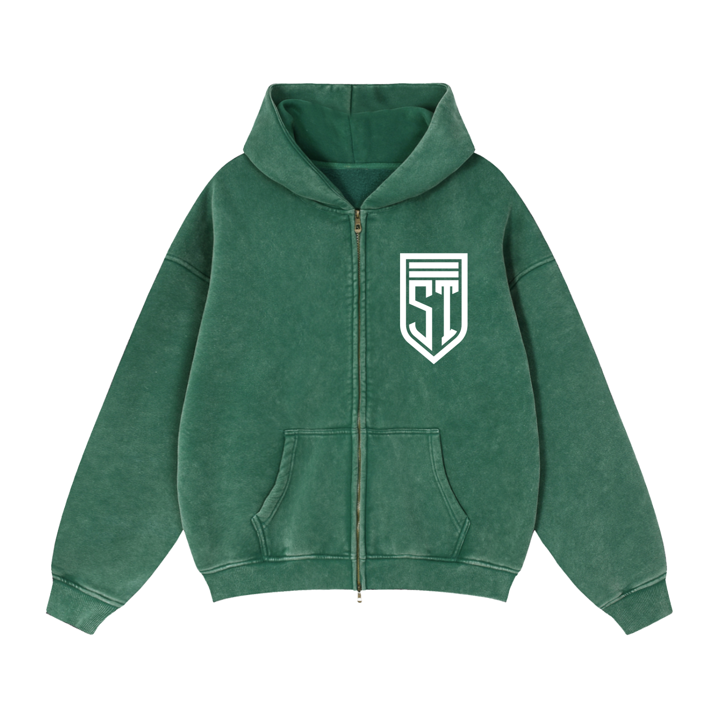Zip-Through Boxy Fleece Hoodie
