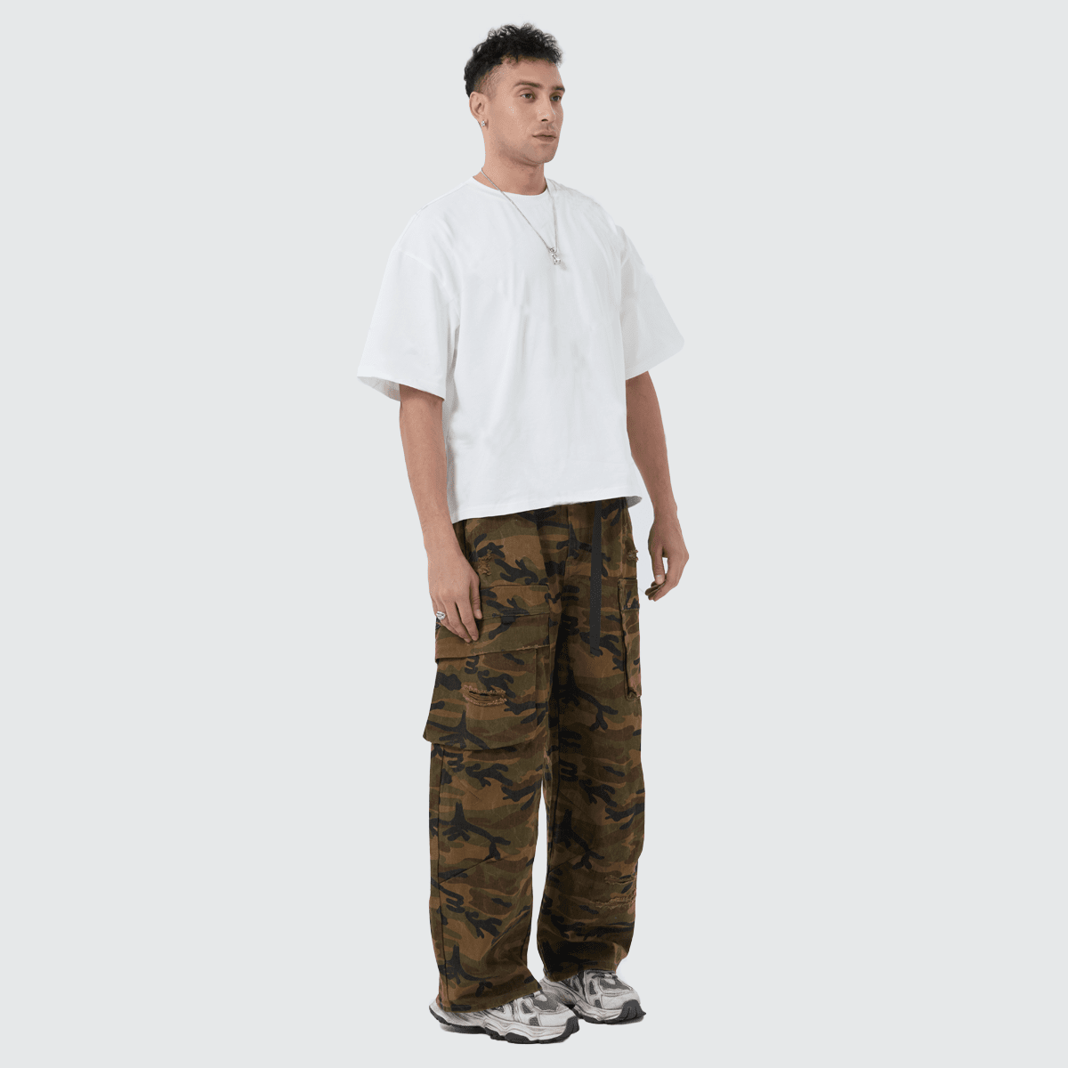 Unisex Camouflage Loose Wide-leg Jeans