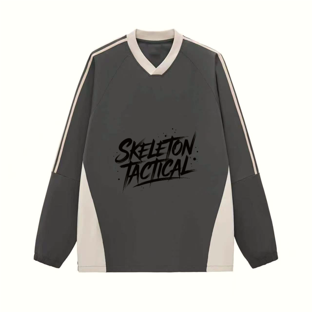 Colorblock V-neck Long Sleeve Shirt（285GSM）