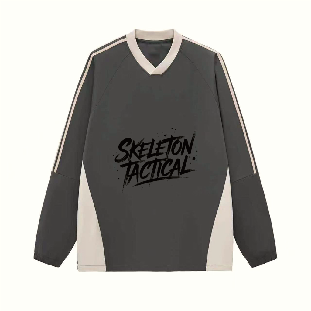 Colorblock V-neck Long Sleeve Shirt（285GSM）