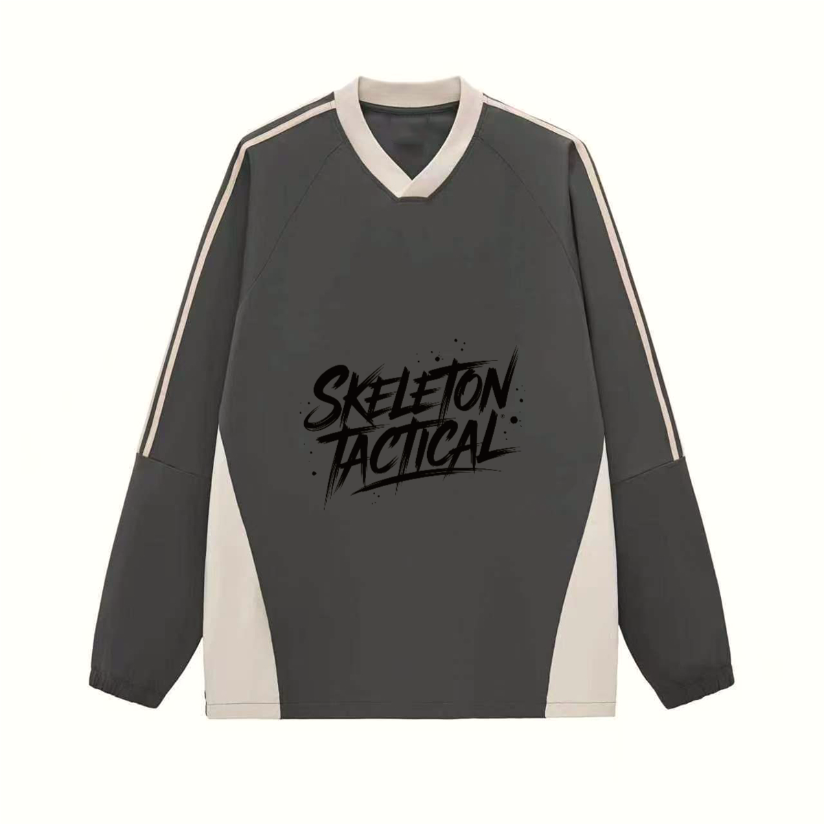 Colorblock V-neck Long Sleeve Shirt（285GSM）
