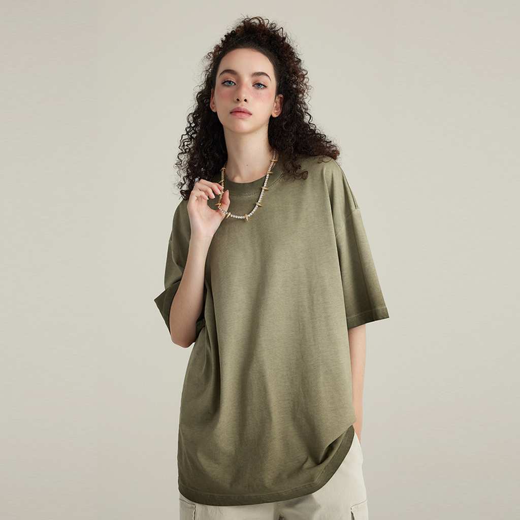 Dopamine Dressing Heavyweight Washed Gradient Stir Fried T-shirt(255GSM)