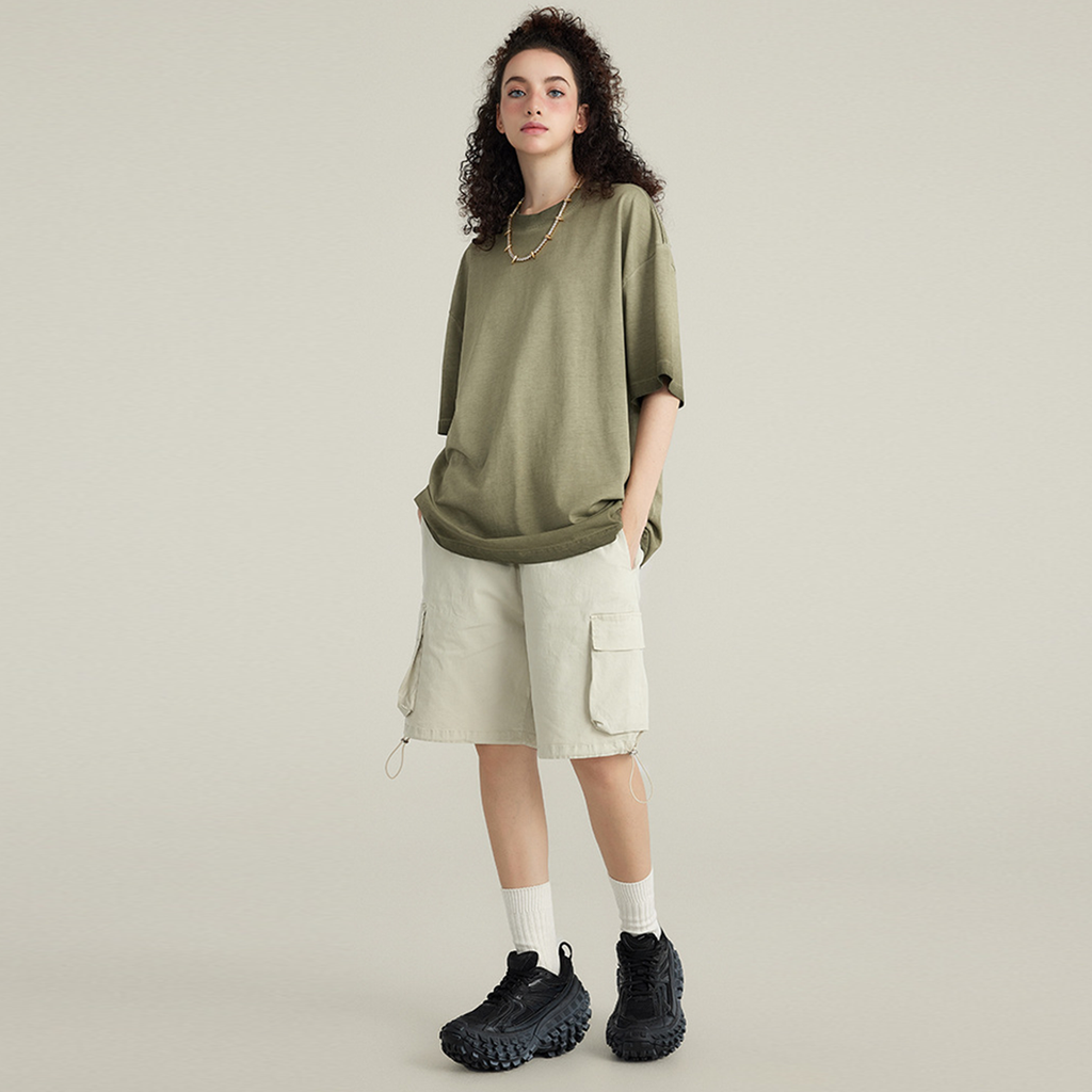 Dopamine Dressing Heavyweight Washed Gradient Stir Fried T-shirt(255GSM)