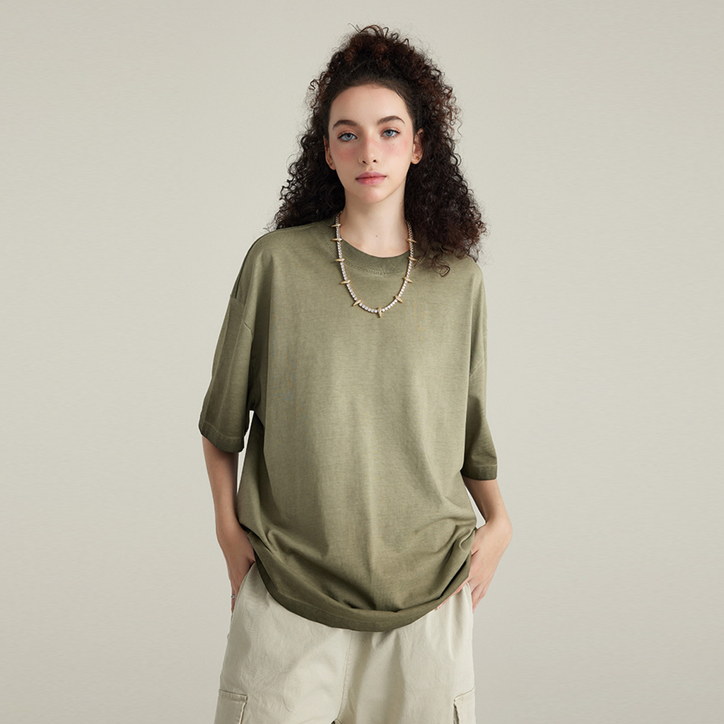 Dopamine Dressing Heavyweight Washed Gradient Stir Fried T-shirt(255GSM)