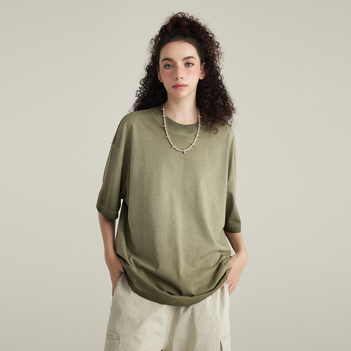 Dopamine Dressing Heavyweight Washed Gradient Stir Fried T-shirt(255GSM)