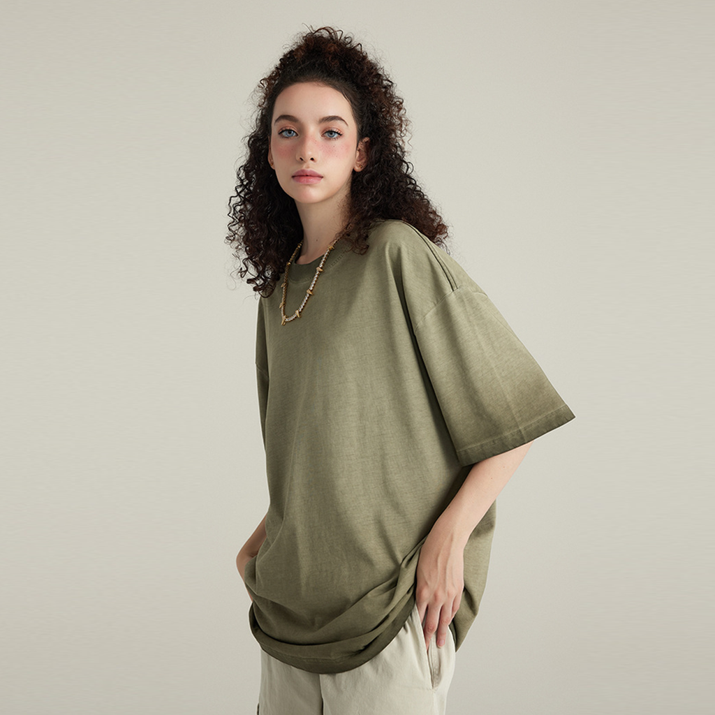 Dopamine Dressing Heavyweight Washed Gradient Stir Fried T-shirt(255GSM)