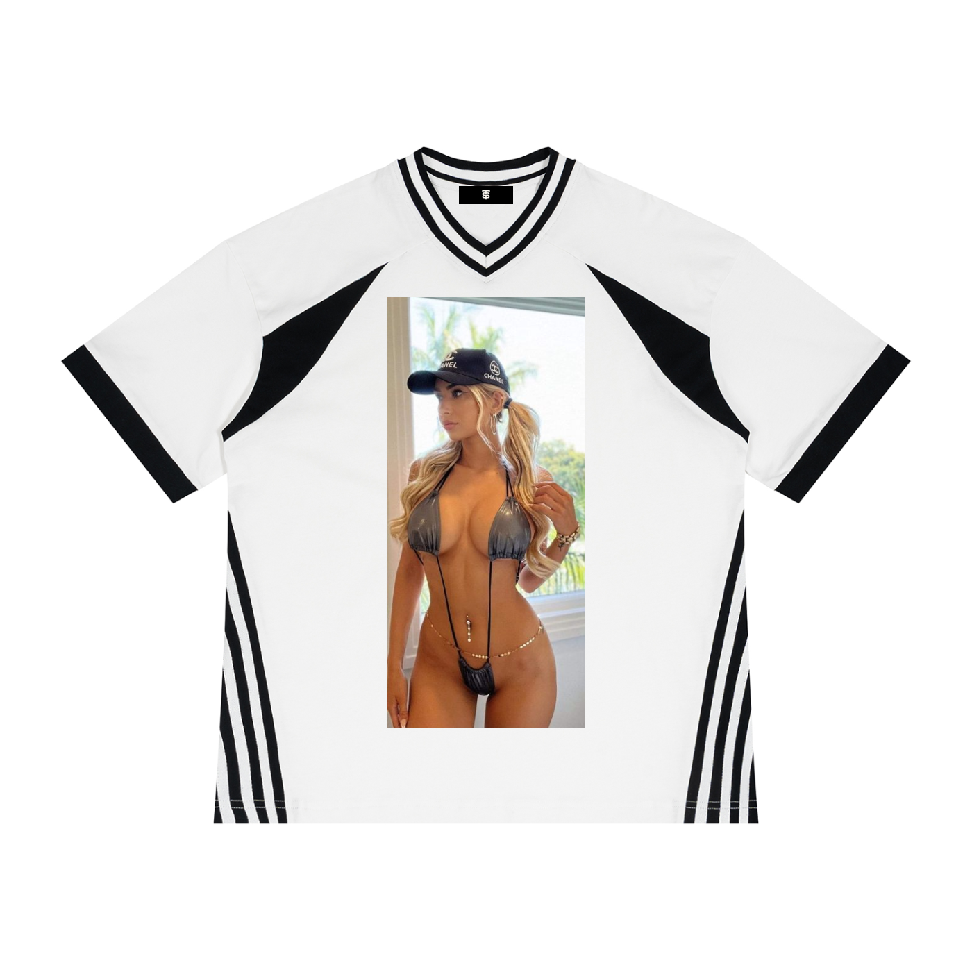 Unisex Color Block V-Neck T-Shirt