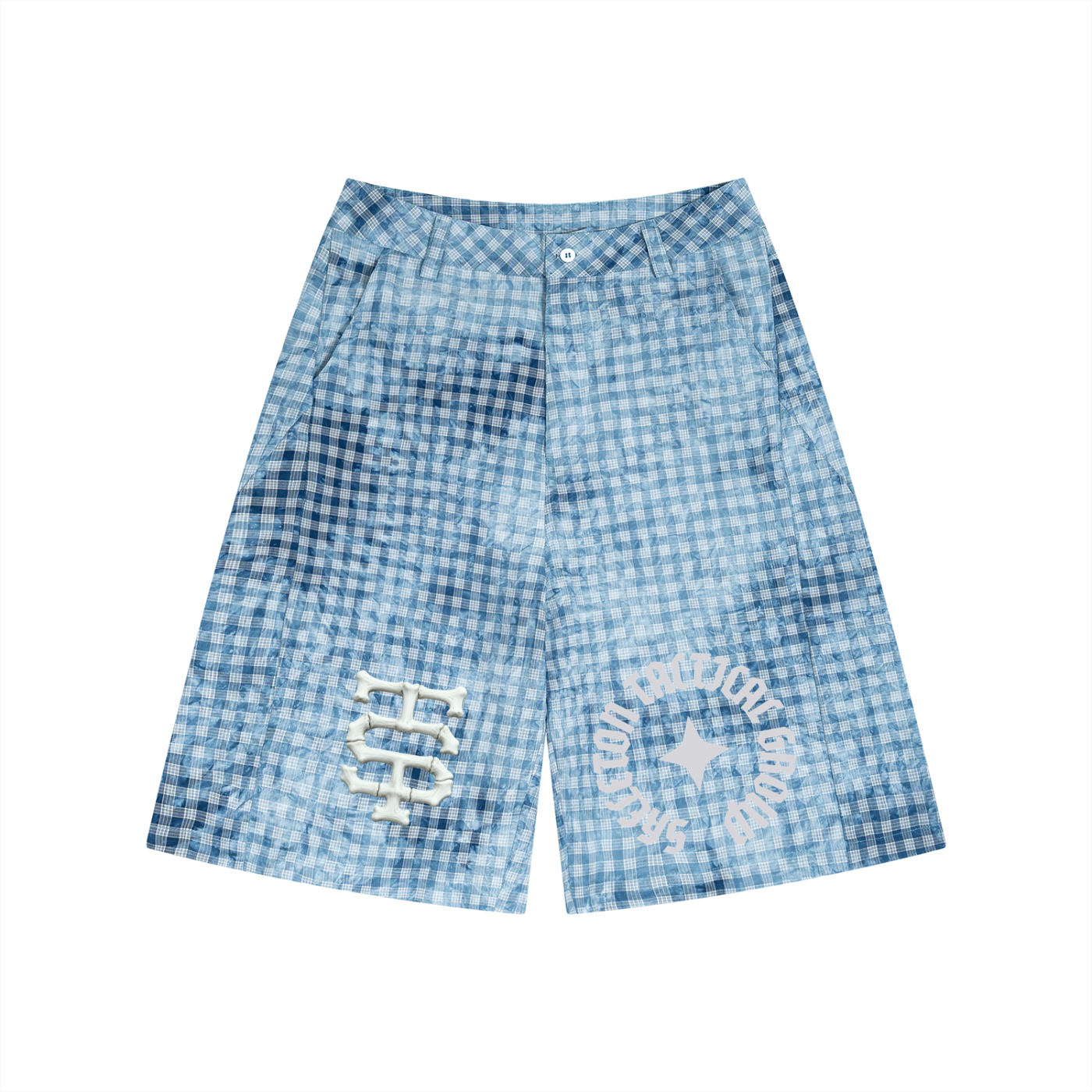 Unisex Vintage Wash Plaid Shorts