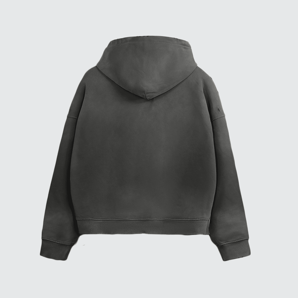 Unisex Heavyweight Washed Distressed Dystopian Streetwear Zip-Up Hoodie(420GSM)