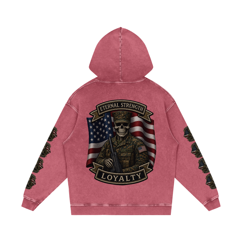 Snow Washed Loose Cotton Hoodie