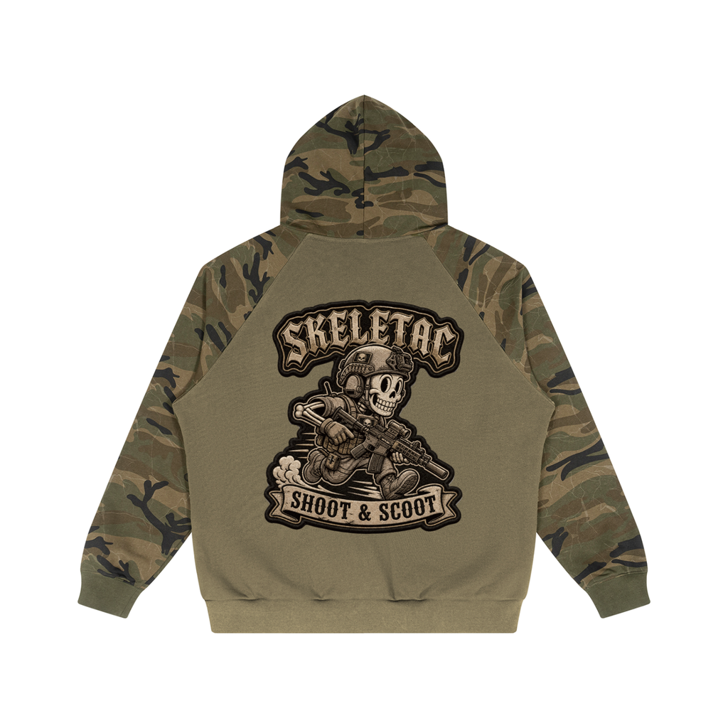 Unisex Camo-Splice Raglan Zip Hoodie